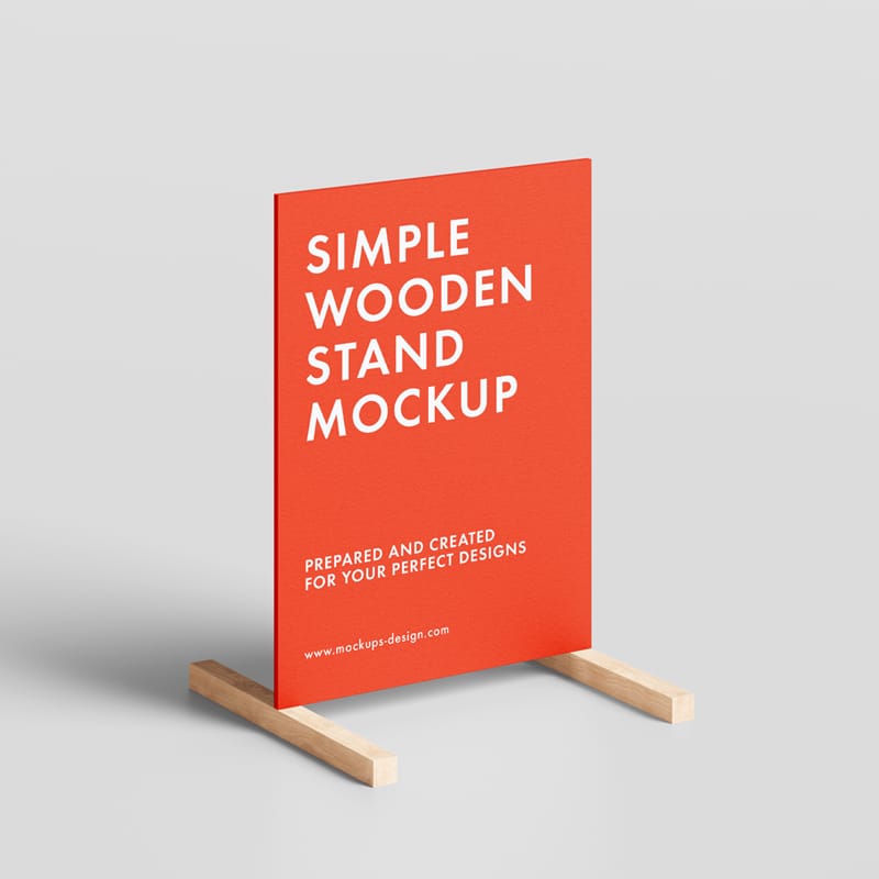 Simple Wood Stand Mockup PSD