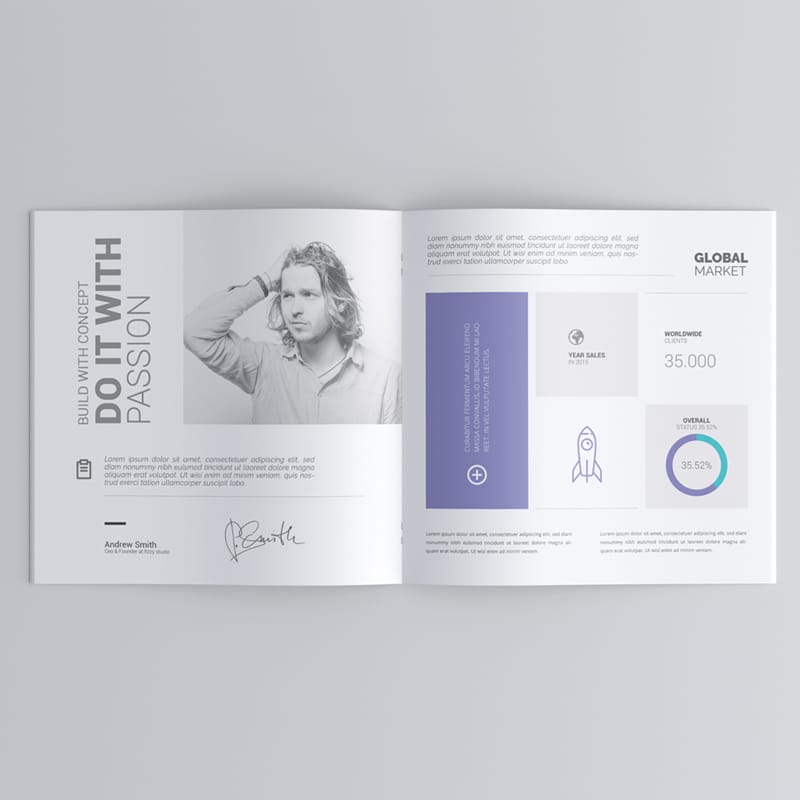 Square Brochure Catalog Mockup PSD