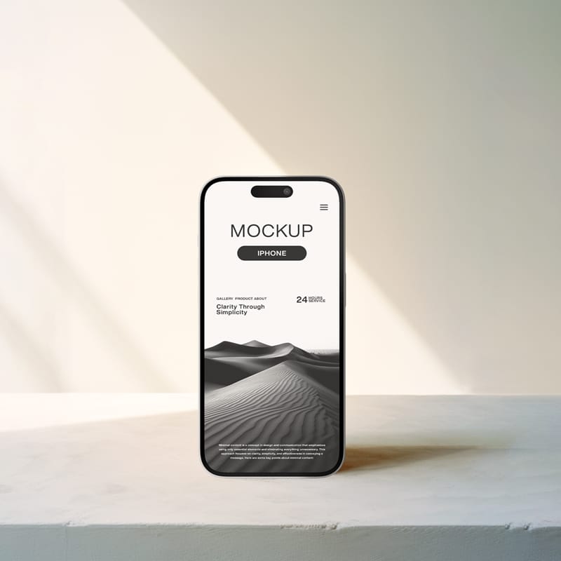 Stand iPhone Mockup With Shades Of Shadow PSD