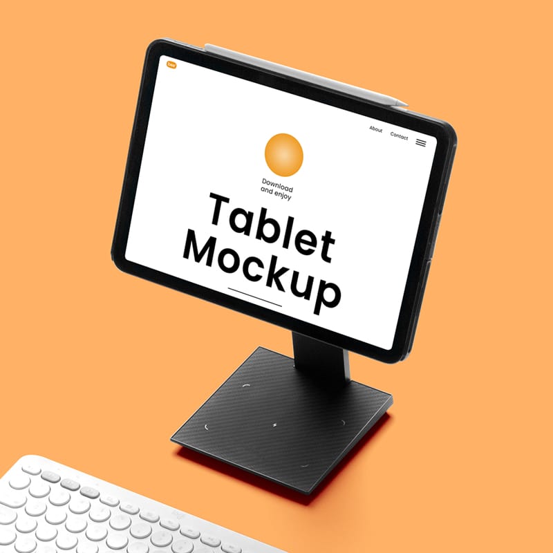 Tablet on Stand Mockup PSD