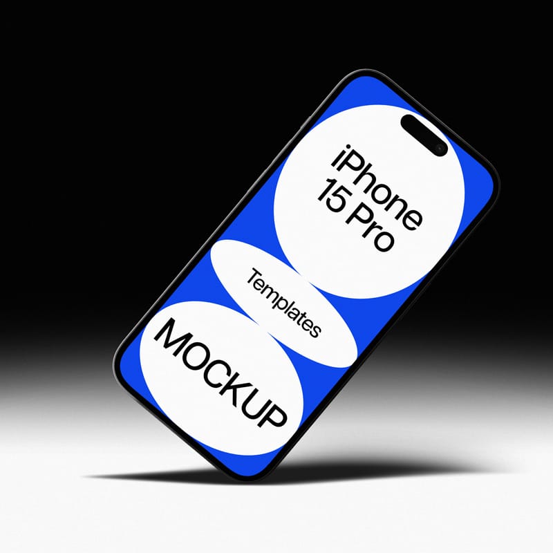 Tilt iPhone 15 Pro Dark Photography Mockup PSD