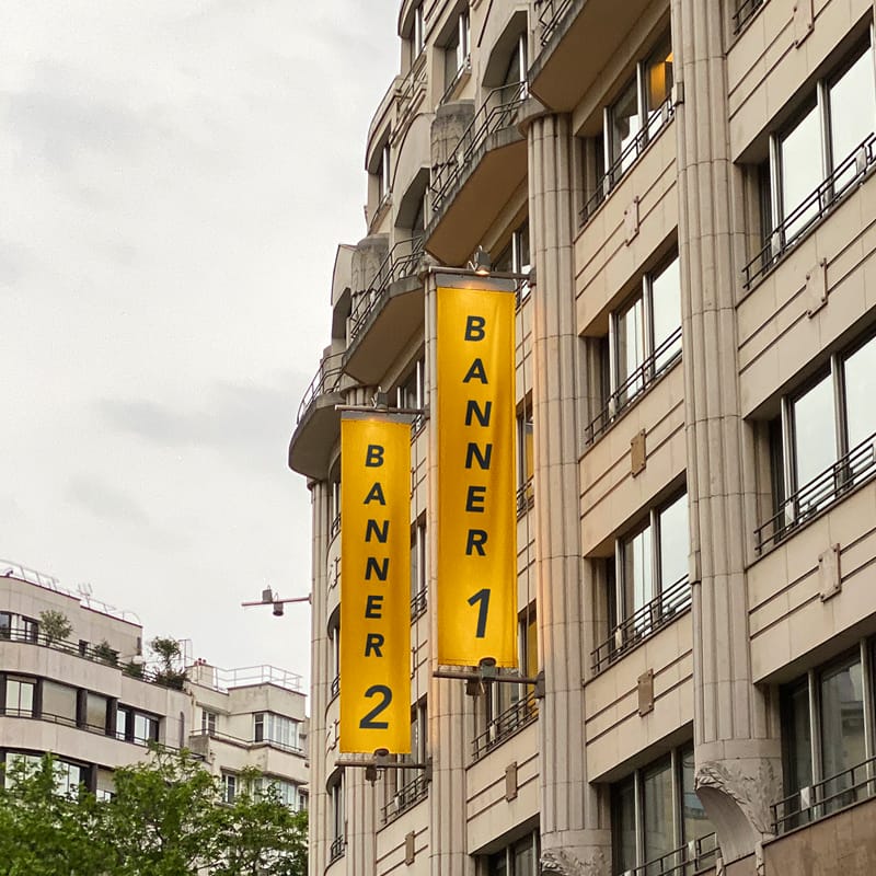 Two Vertical Banner Flag Mockups PSD