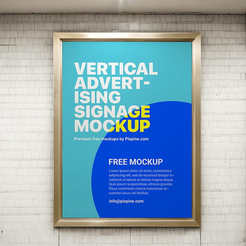 Vertical Advertising Signage Poster Mockup PSD