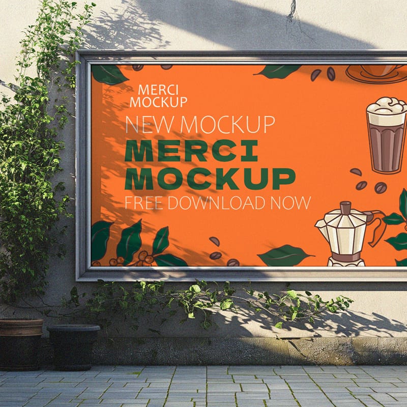 Banner Wall Outdoor Mockup PSD