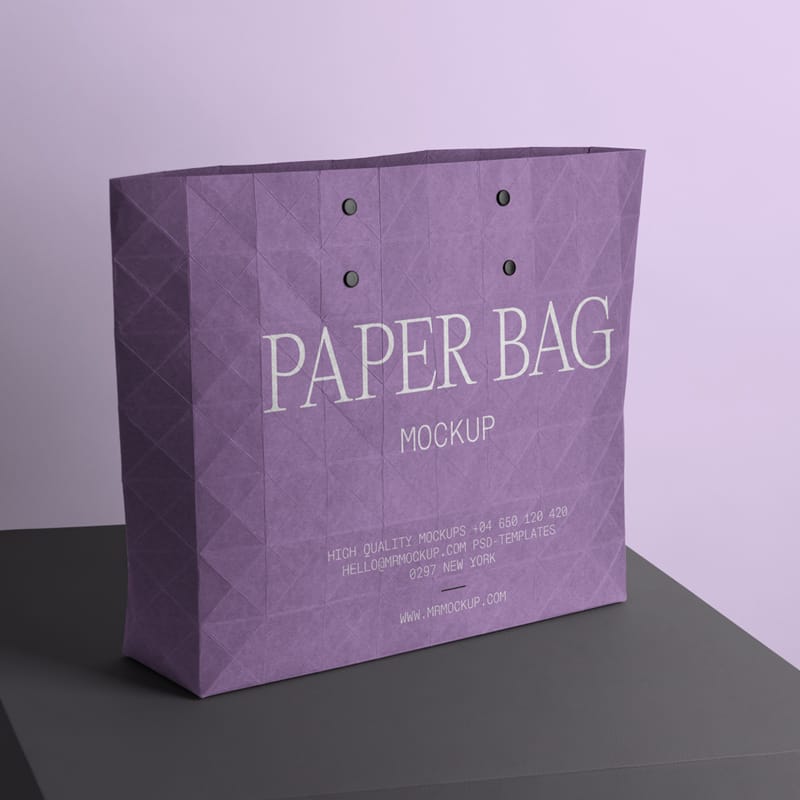 Big Paper Shopping Bag on Box Mockup PSD