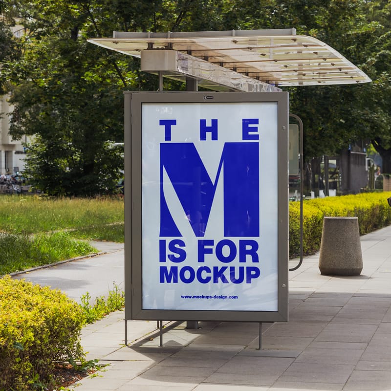 Bus Stop Citylight Mockup PSD
