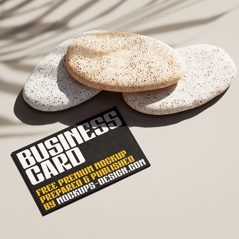 Business Card with Stones Mockup PSD