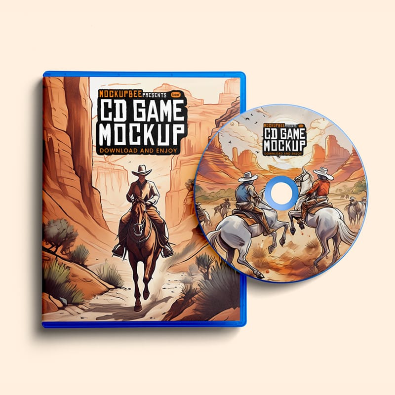 CD Game Lying on Box Mockup PSD