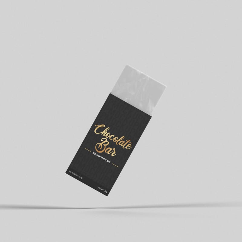 Chocolate Bar Box Pack Mockup PSD