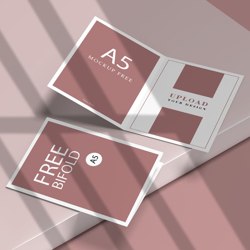 Clean A5 Bi-fold Brochure Mockup PSD