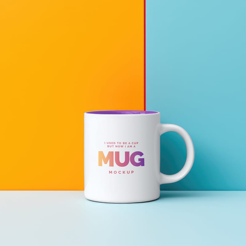 Coffee Cup Mockup with Colorful Background PSD