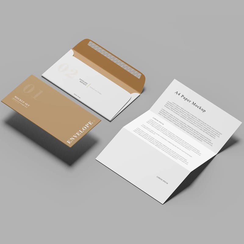 Envelope A4 Paper Mockup PSD