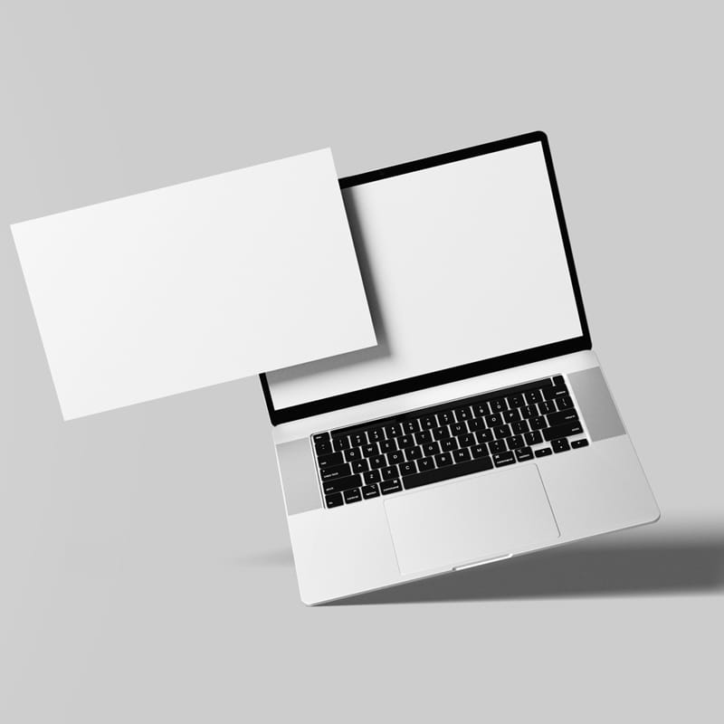 Floating Laptop Web Mockup PSD