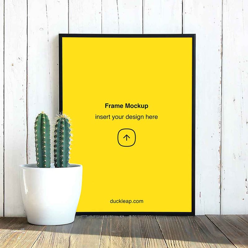 Frame with Cactus Mockup PSD