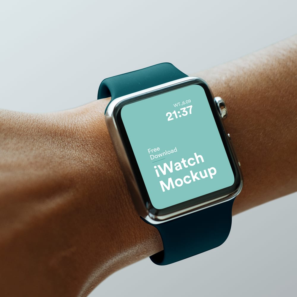 Free Apple Watch on Wrist Mockup PSD