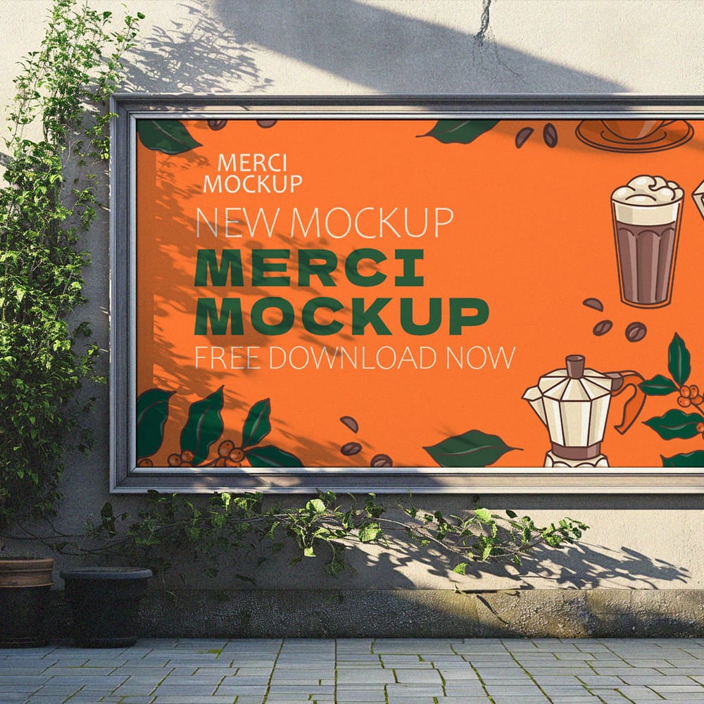 Free Banner Wall Outdoor Mockup PSD