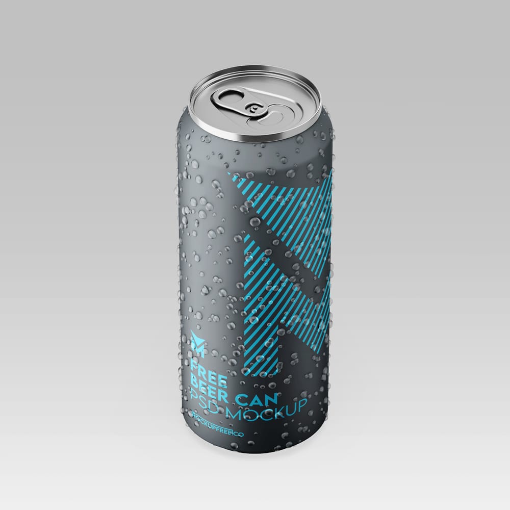 Free Beer Can Mockups PSD