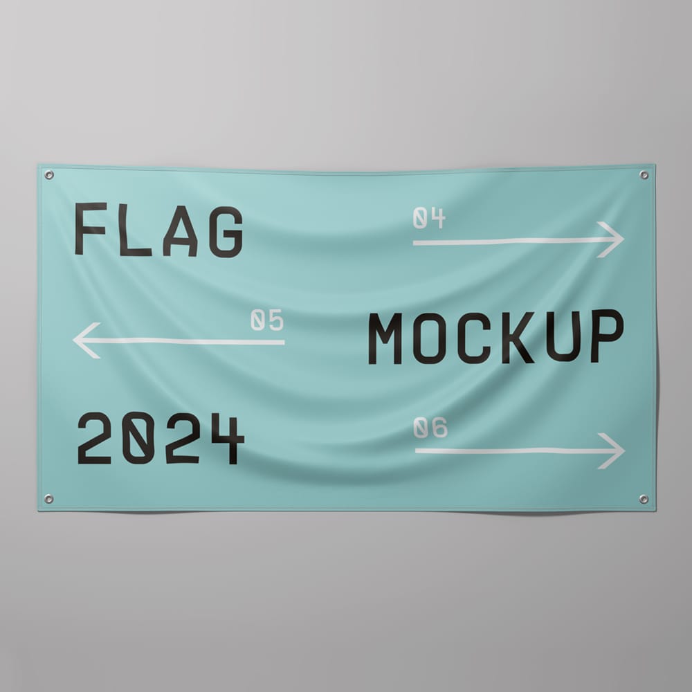 Free Big Horizontal Flag Mockup PSD