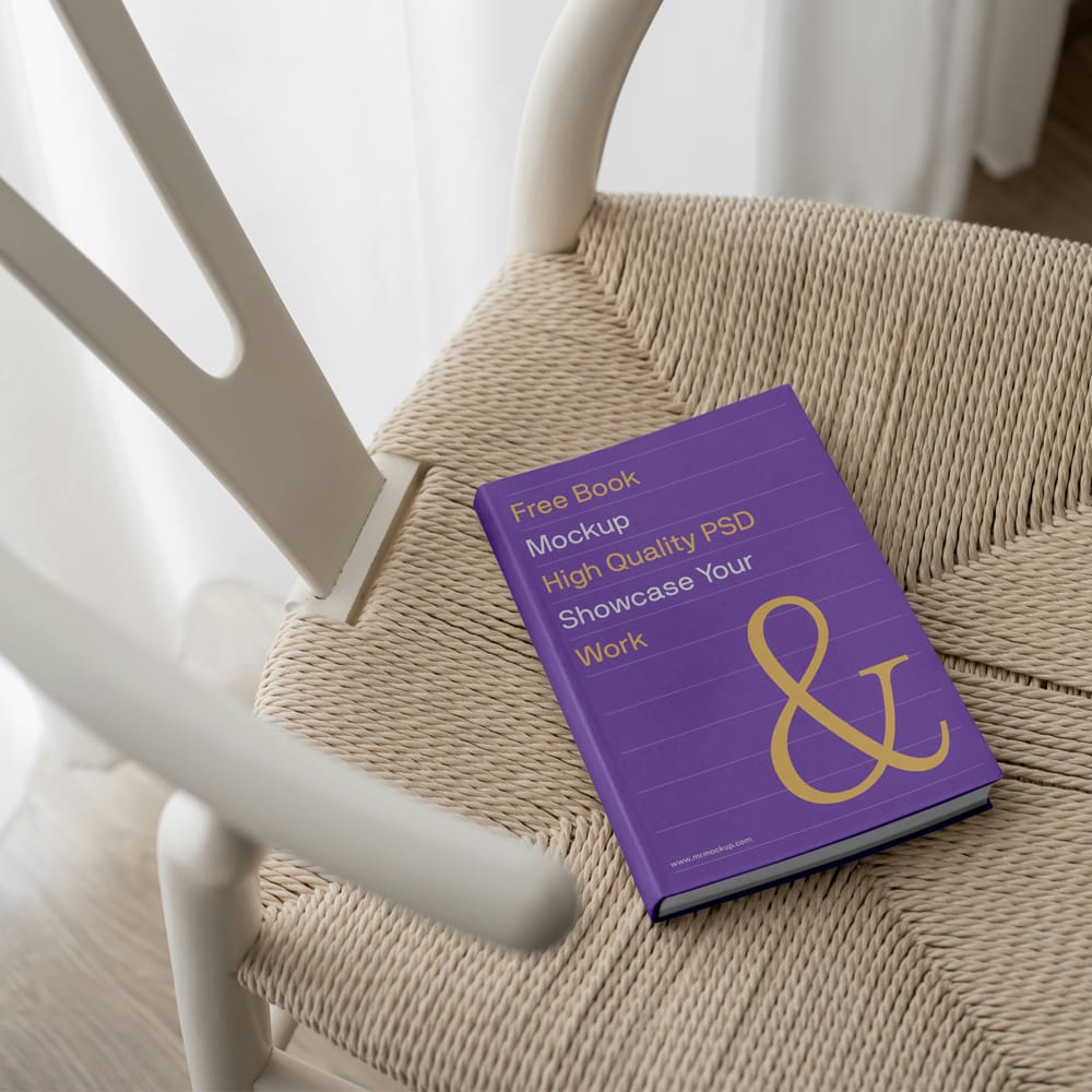 Free Book on Chair Mockup PSD