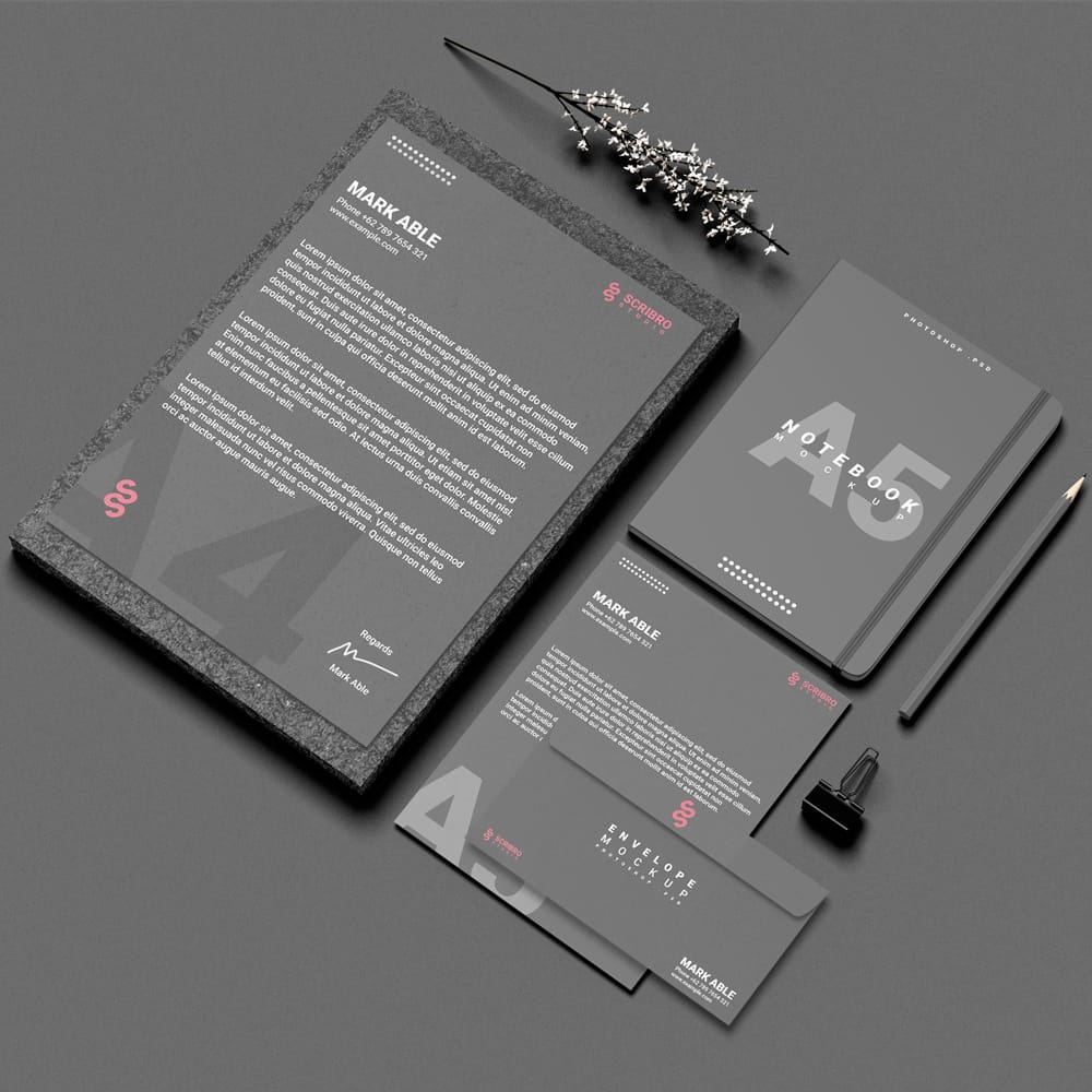 Free Branding Stationery Mockup Design PSD