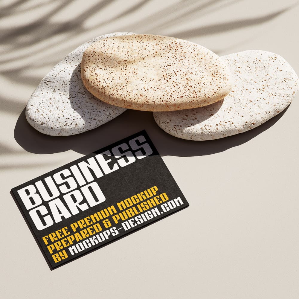 Free Business Card with Stones Mockup PSD