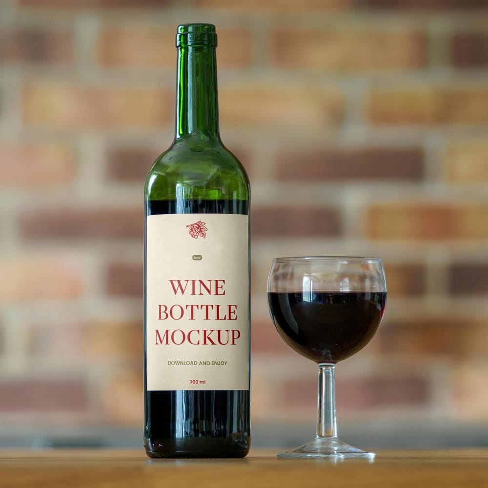 Free Classic Wine Label Mockup PSD