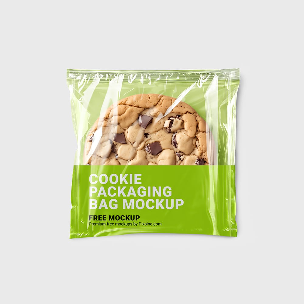 Free Clear Cellophane Cookie Packaging Bag Mockup PSD