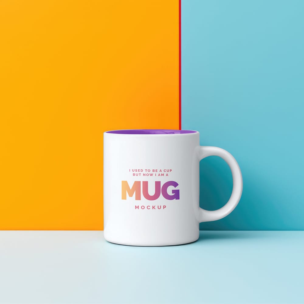 Free Coffee Cup Mockup with Colorful Background PSD