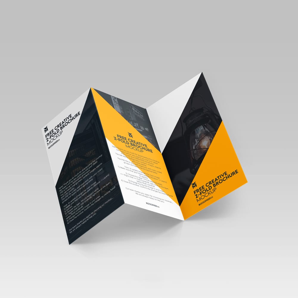 Free Creative Z-Fold Brochure Mockup PSD