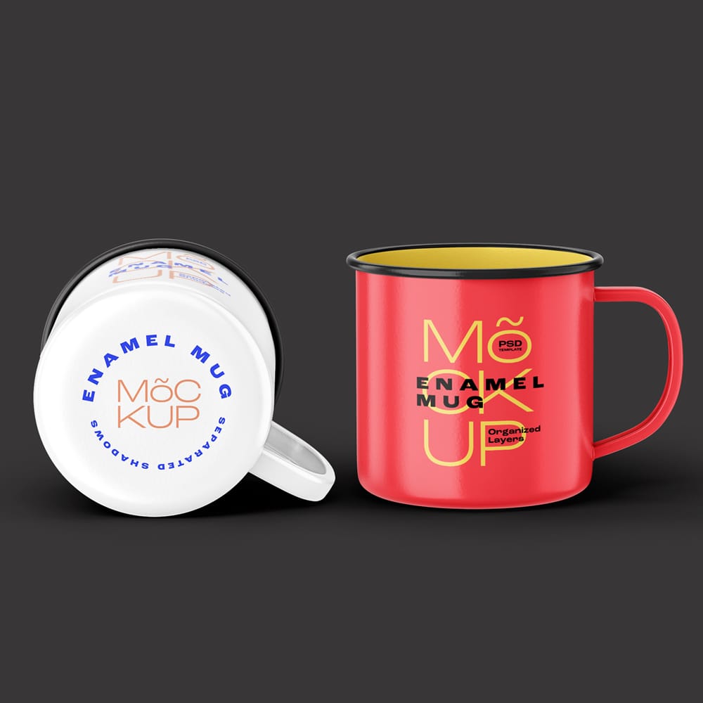 Free Enamel Mug Branding Mockup PSD