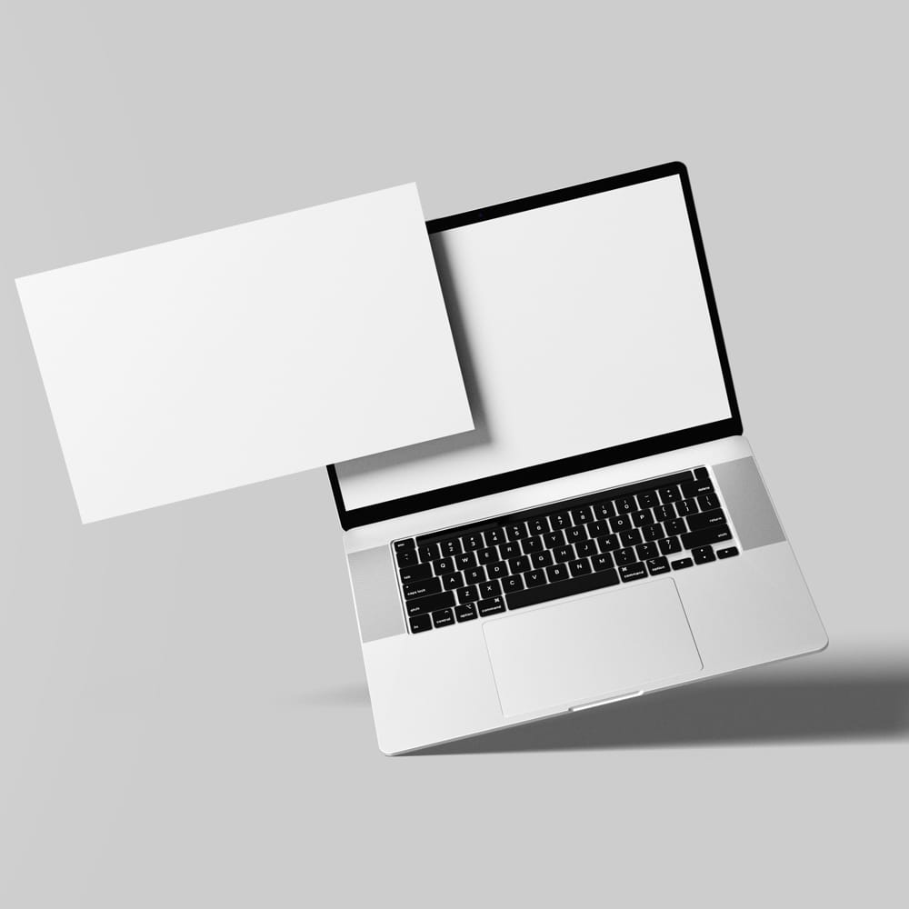 Free Floating Laptop Web Mockup PSD