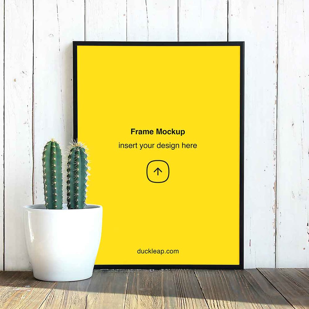 Free Frame with Cactus Mockup PSD