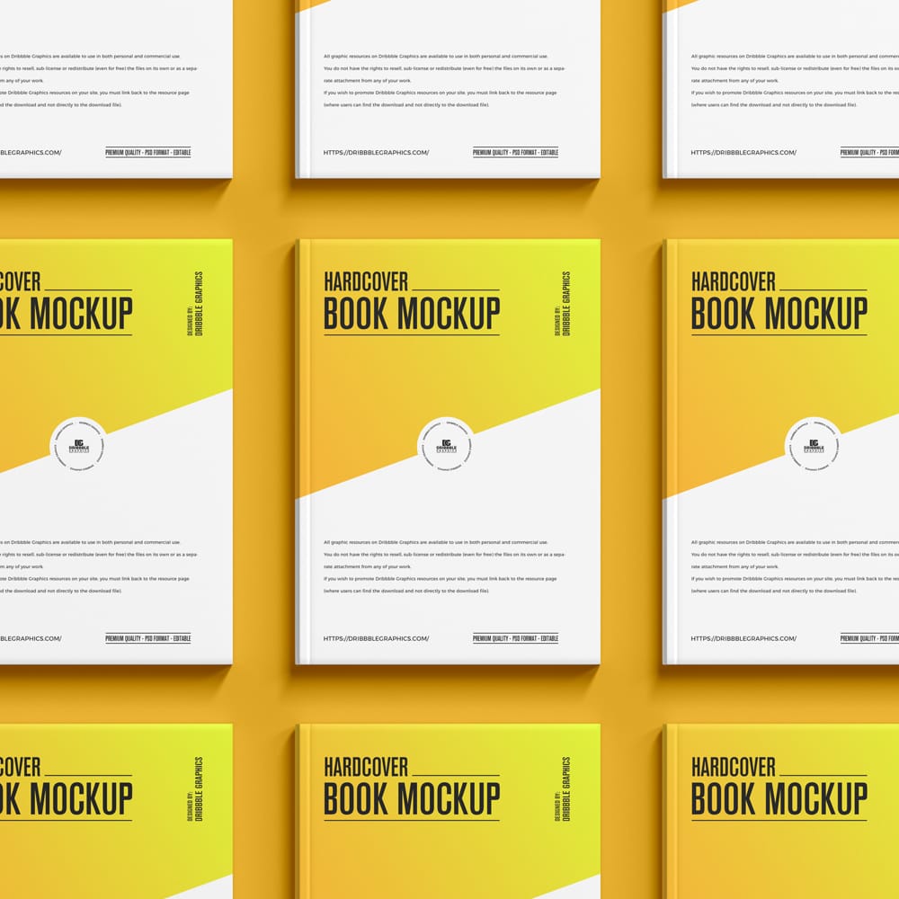 Free Grid Hardcover A4 Book Mockup PSD