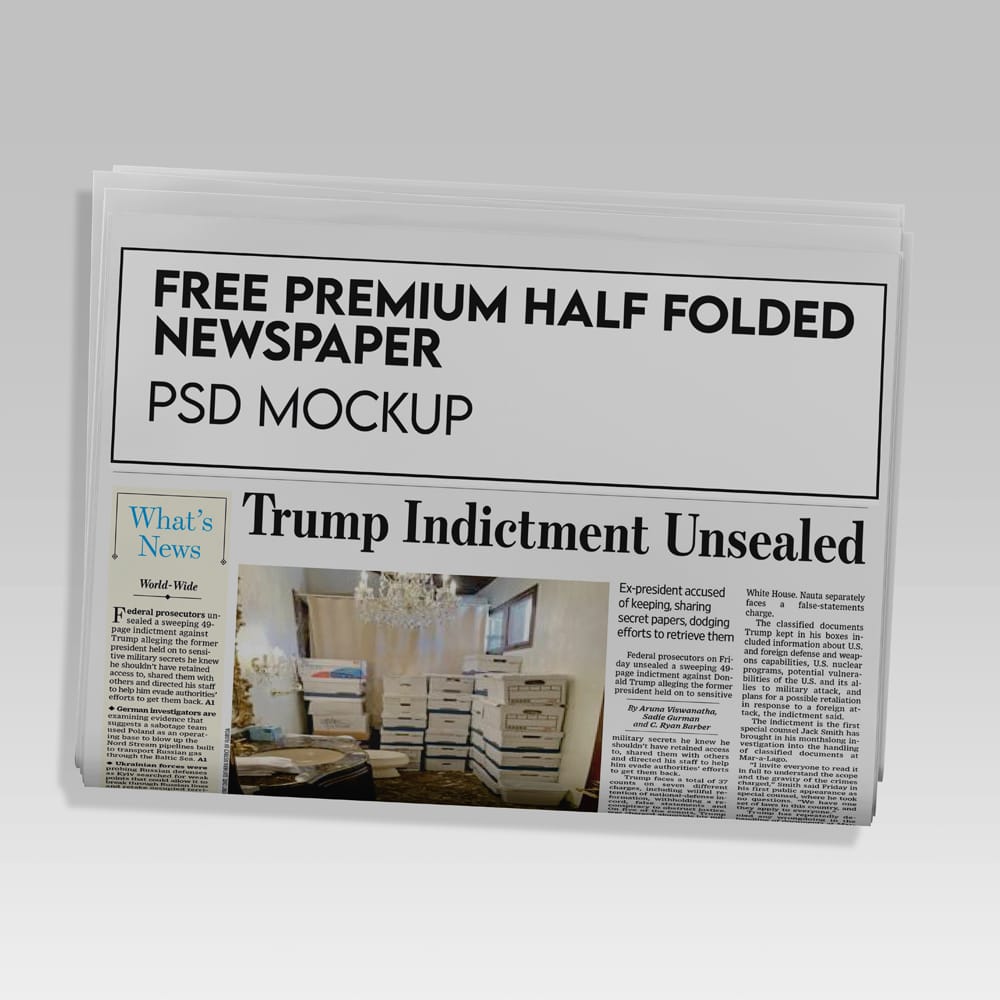 Free Half Folded Newspaper Mockup PSD