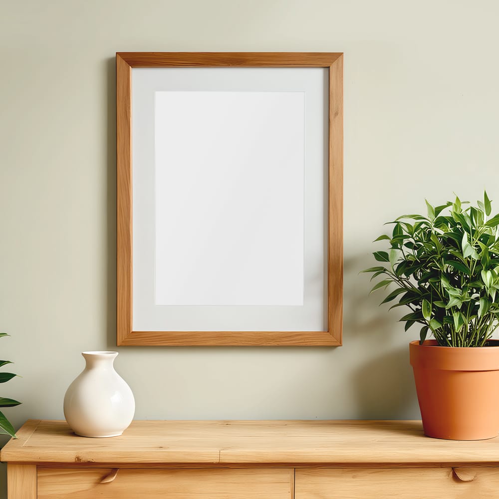 Free Hanging Wooden Wall Photo Frame Mockup PSD