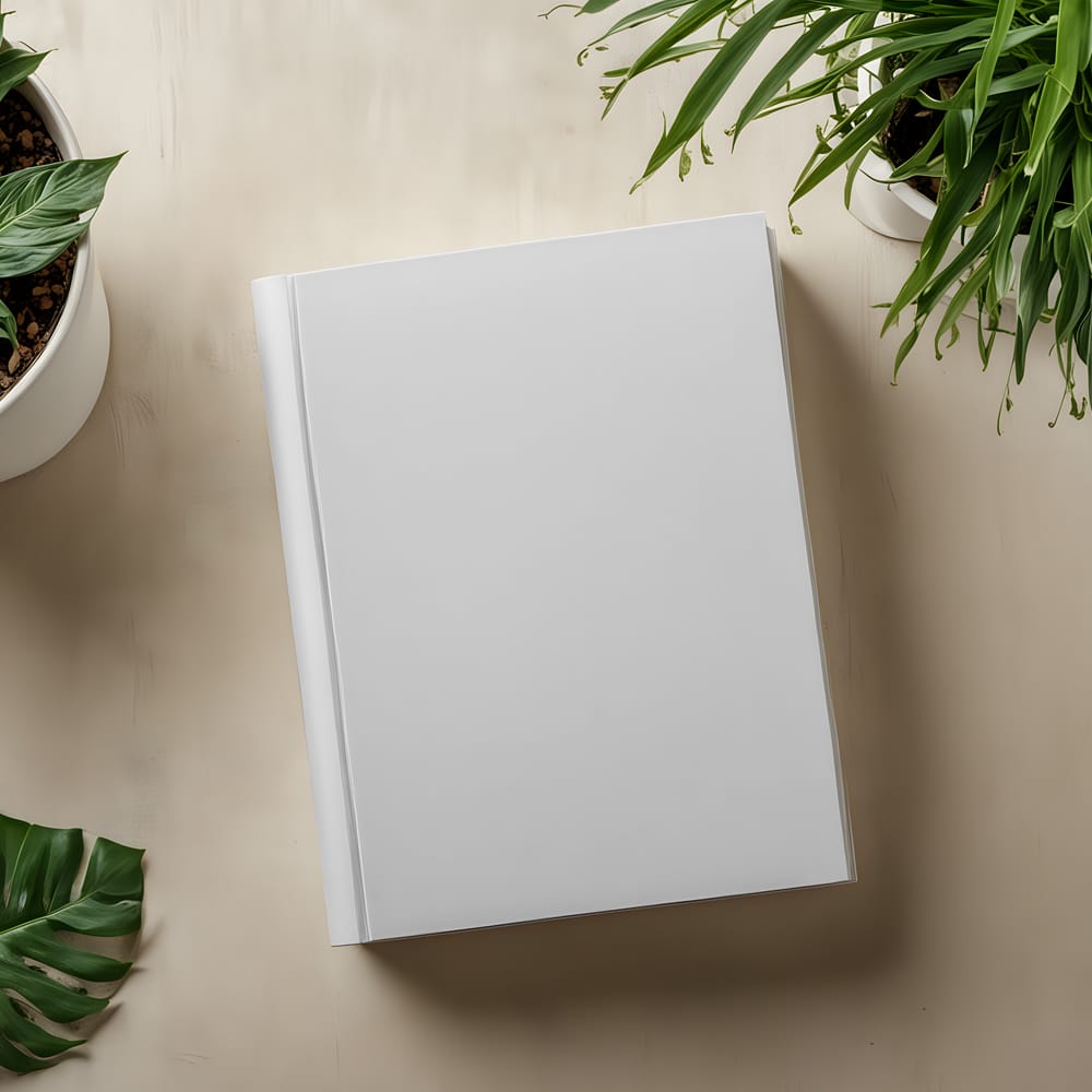 Free Hardcover Book on Plain Surface Mockup PSD