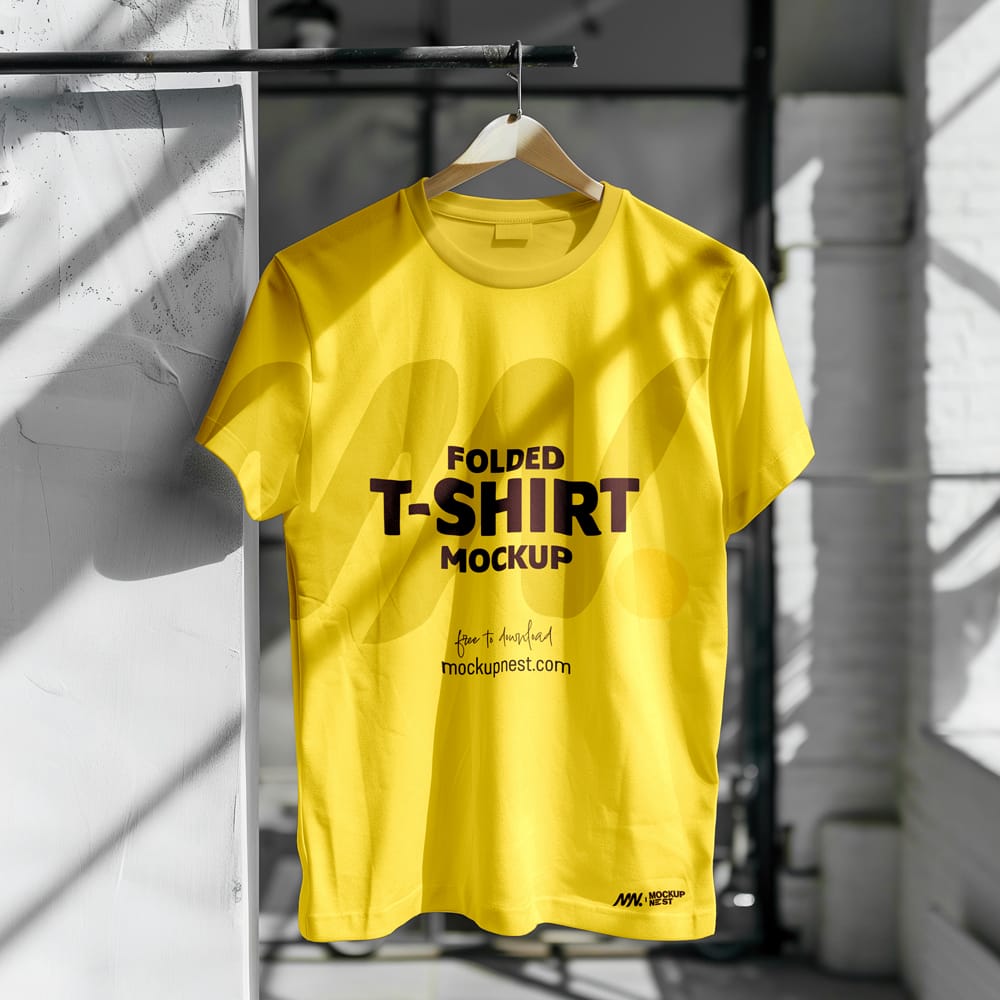 Free Indoor Light Hanging T-Shirt Mockup PSD