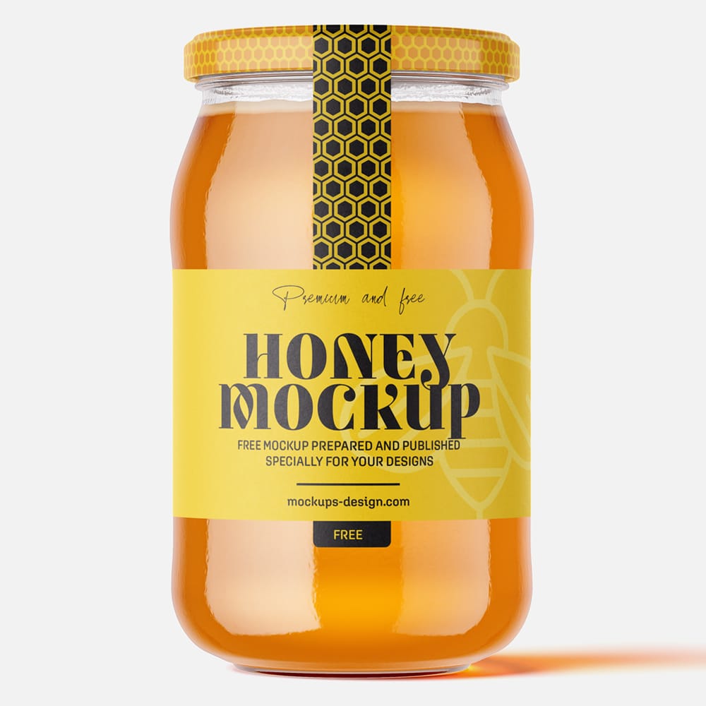 Free Large Honey Jar Mockup PSD