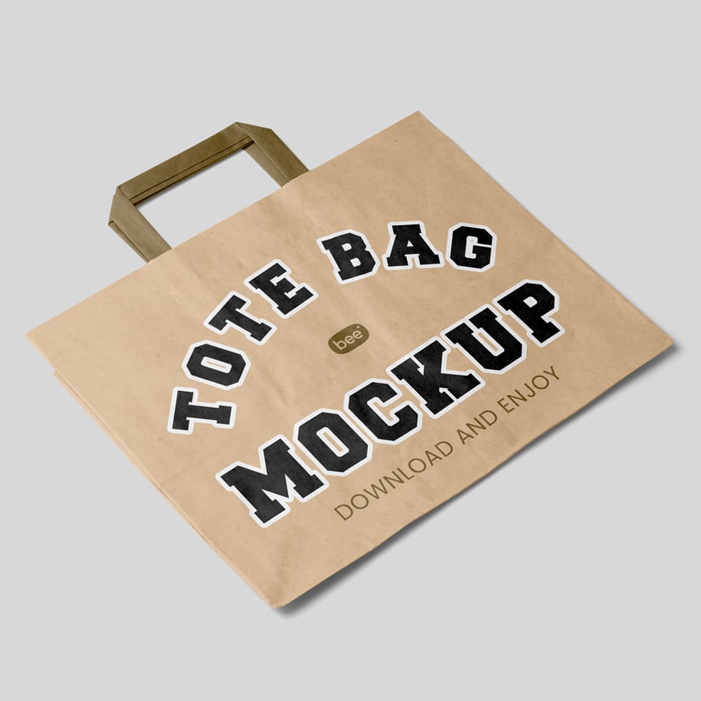 Free Lying Wide Paper Bag Mockup PSD