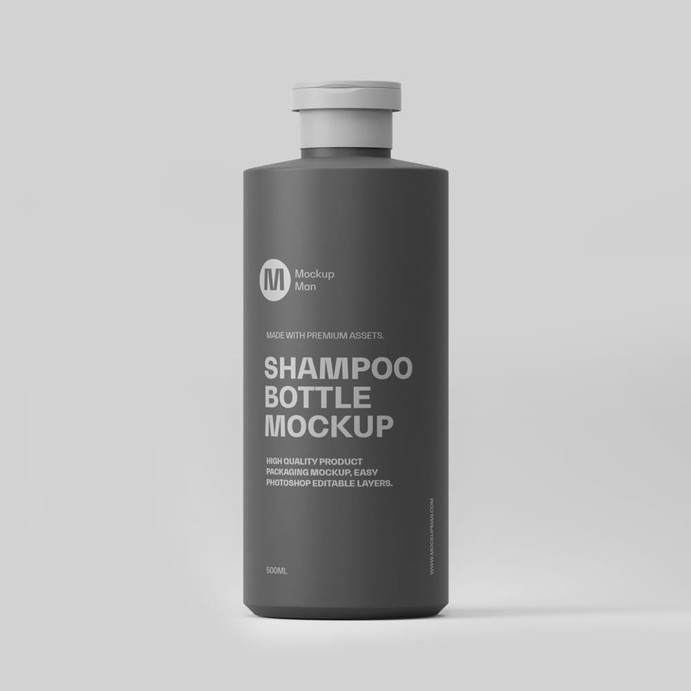 Free Matte Plastic Shampoo Bottle Mockup PSD