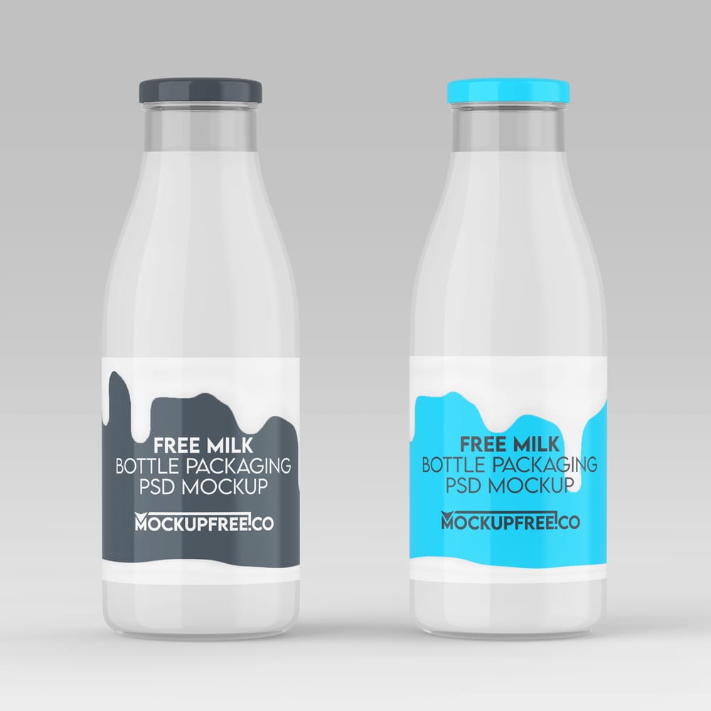 Free Milk Bottle Packaging Mockup PSD