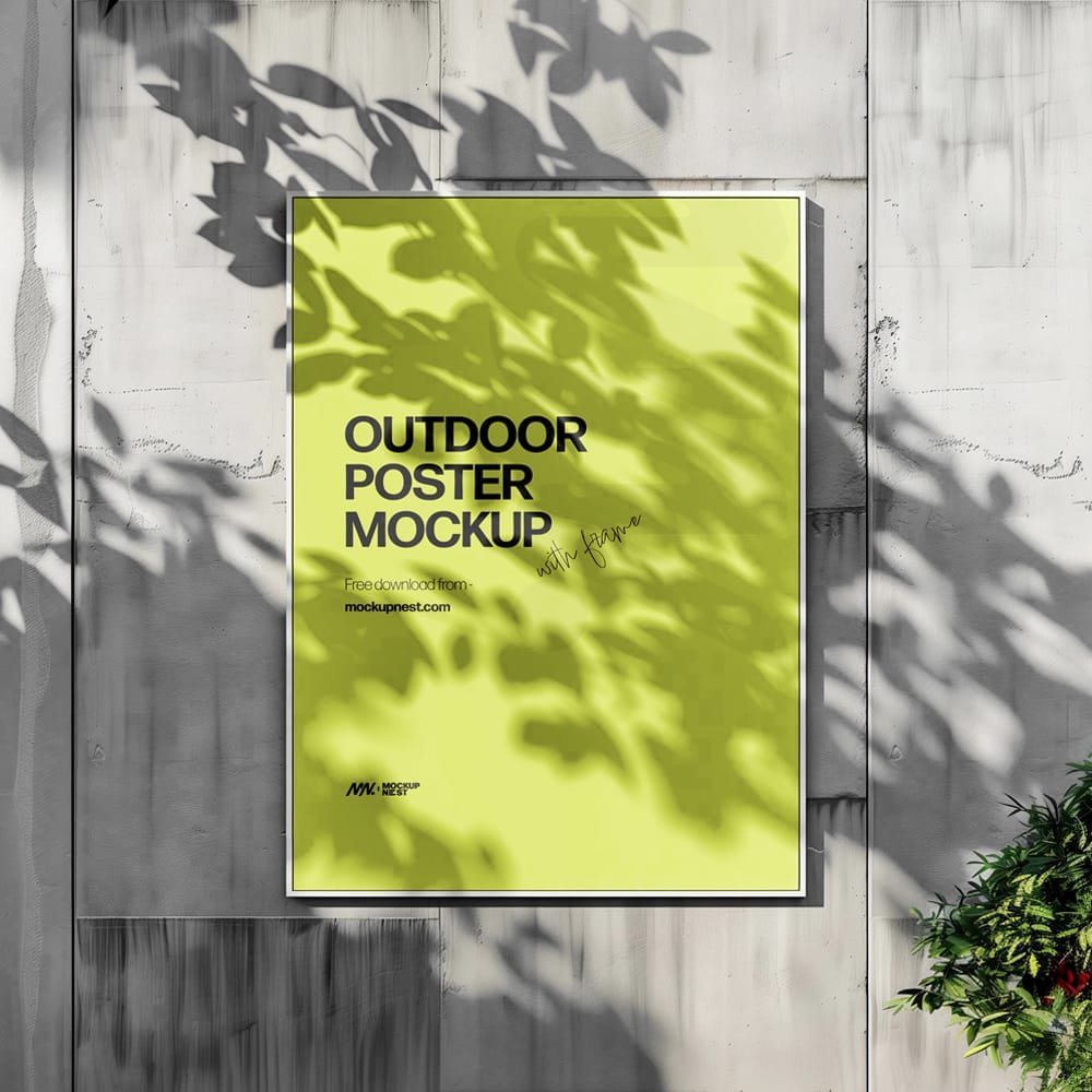 Free Outdoor Frame Poster Mockup PSD