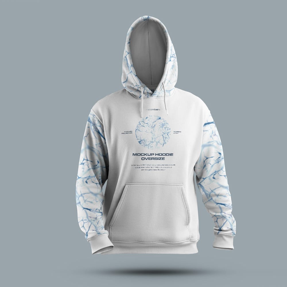 Free Oversize Hoodie in 3D Style Mockup PSD