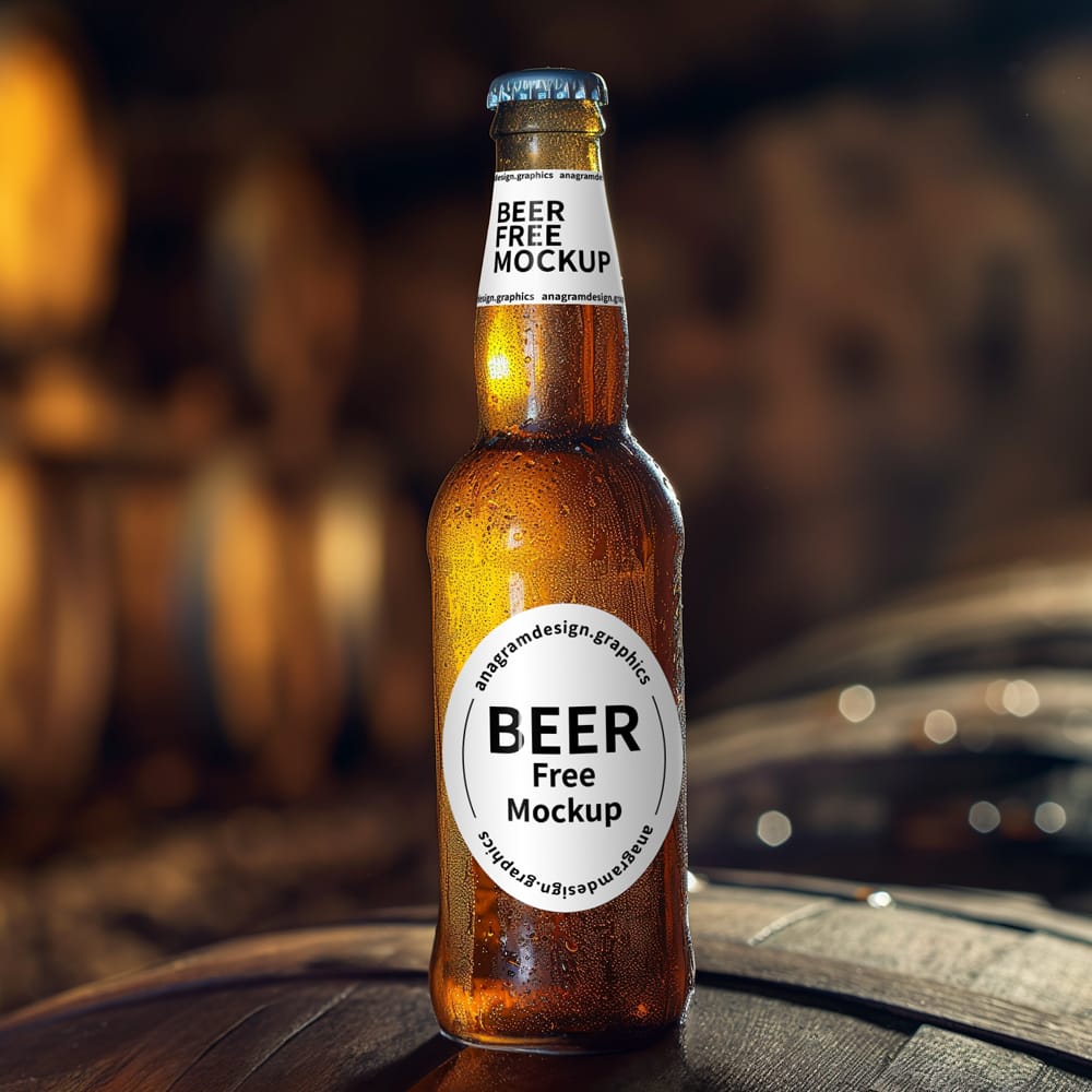 Free Photo Realistic Beer Bottle Mockup PSD