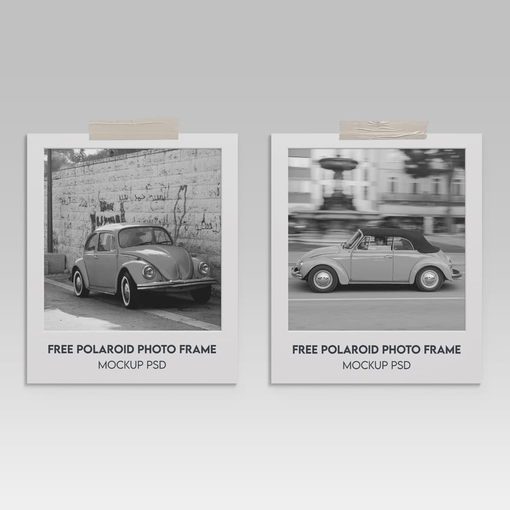 Free Polaroid Photo Frame Mockup Template PSD