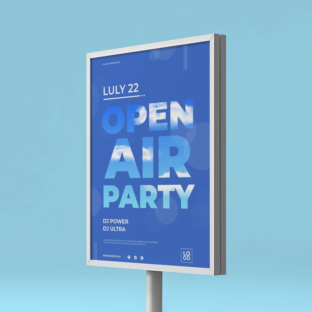 Free Poster Sign Board Mockup PSD