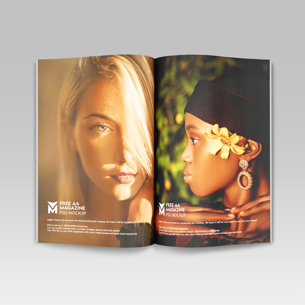 Free Realistic A4 Magazine Mockup PSD