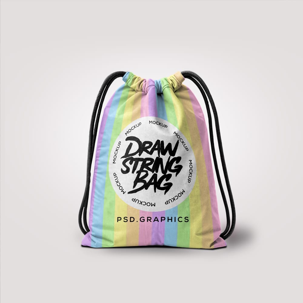 Free Realistic Drawstring Bag Mockup PSD