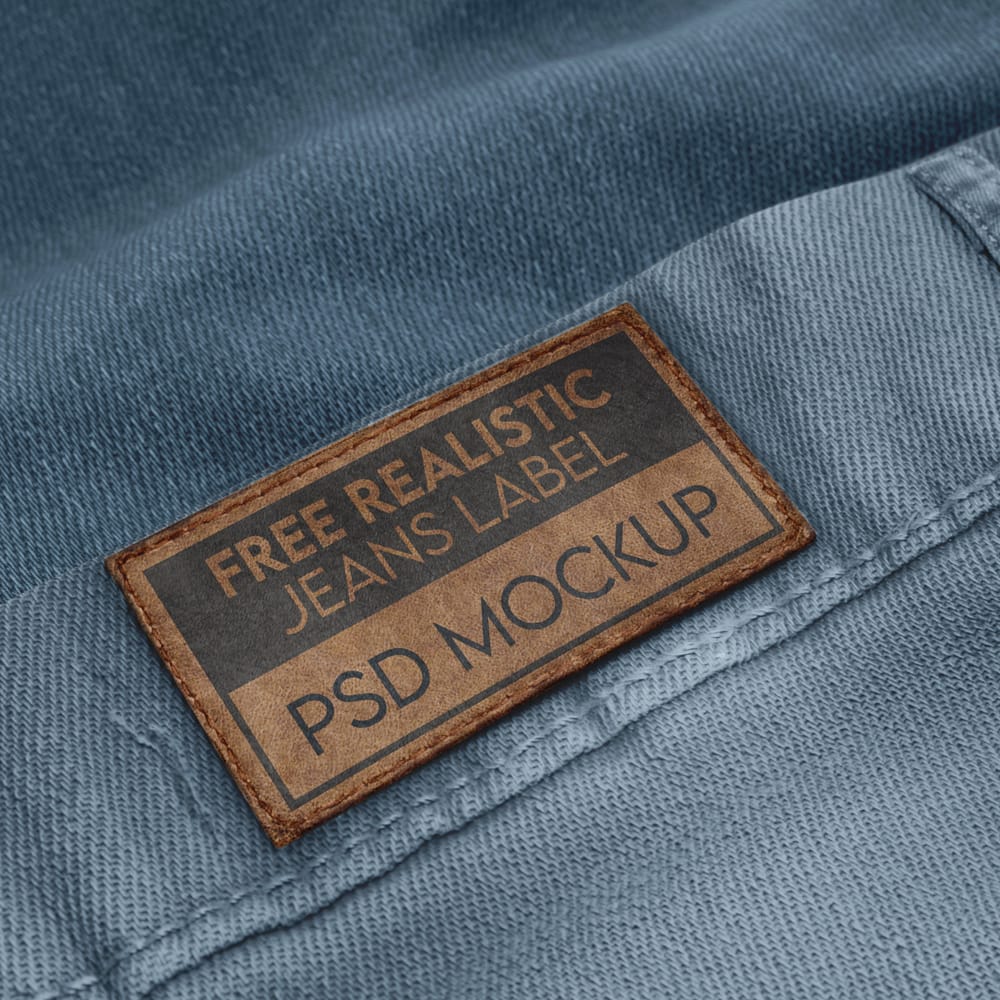 Free Realistic Jeans Label Mockup PSD