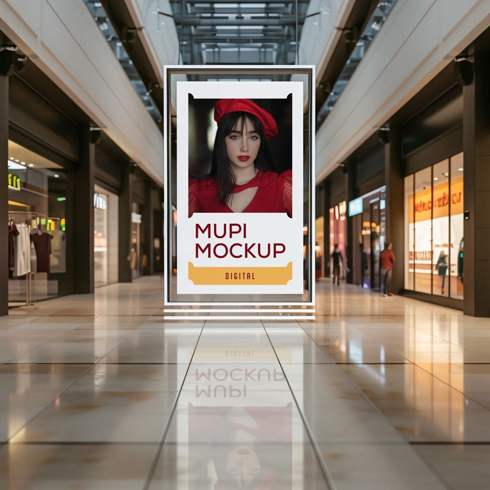 Free Shopping Mall Digital Signage MUPI Mockup PSD